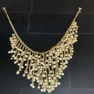 Vintage Arnold Scaasi Cascade Necklace Imitation Ivory Pearl Gold-tone Waterfall